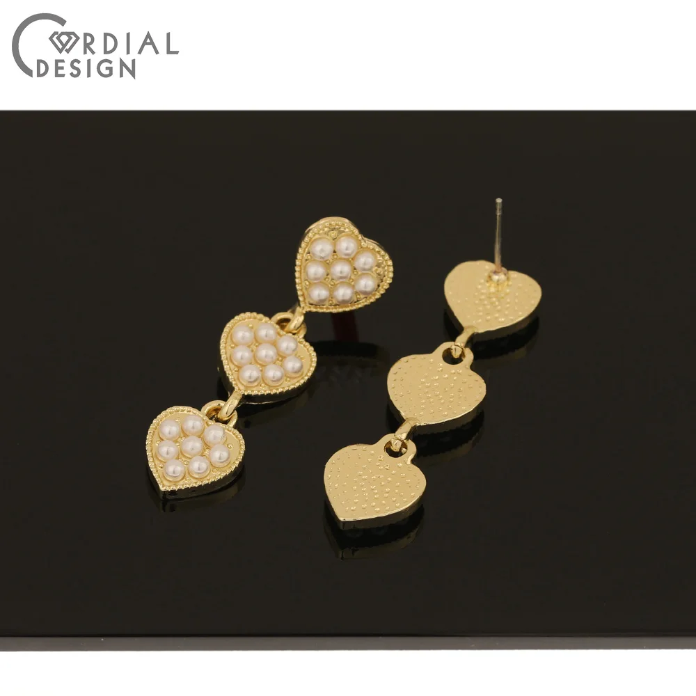 

Cordial Design 50Pcs 11*43MM Jewelry Accessories/Hand Made/Earring Findings/Imitation Pearl/DIY Making/Heart Shape/Earrings Stud