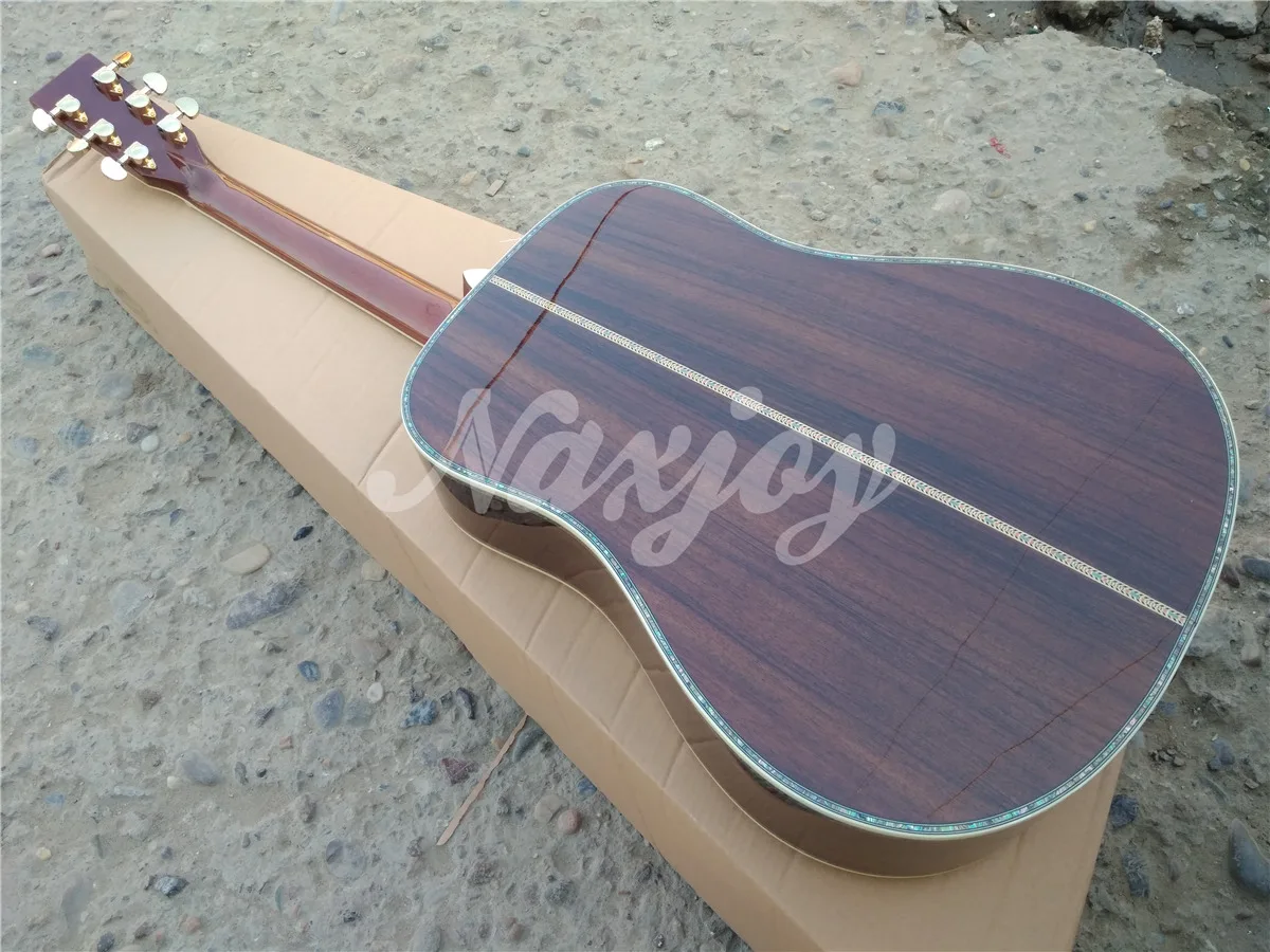 

All Solid Wood D Style Acoustic Guitar with Real Abalone Ebony Fingerboard
