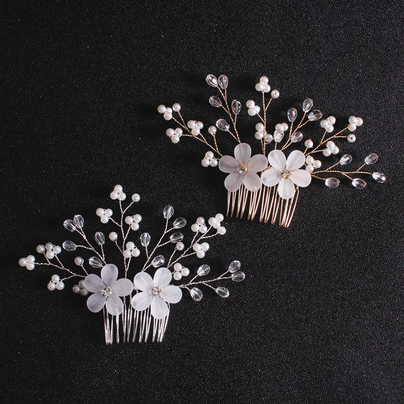 Стразы цветок лист свадебная расческа для волос девочек украшения с кристаллами