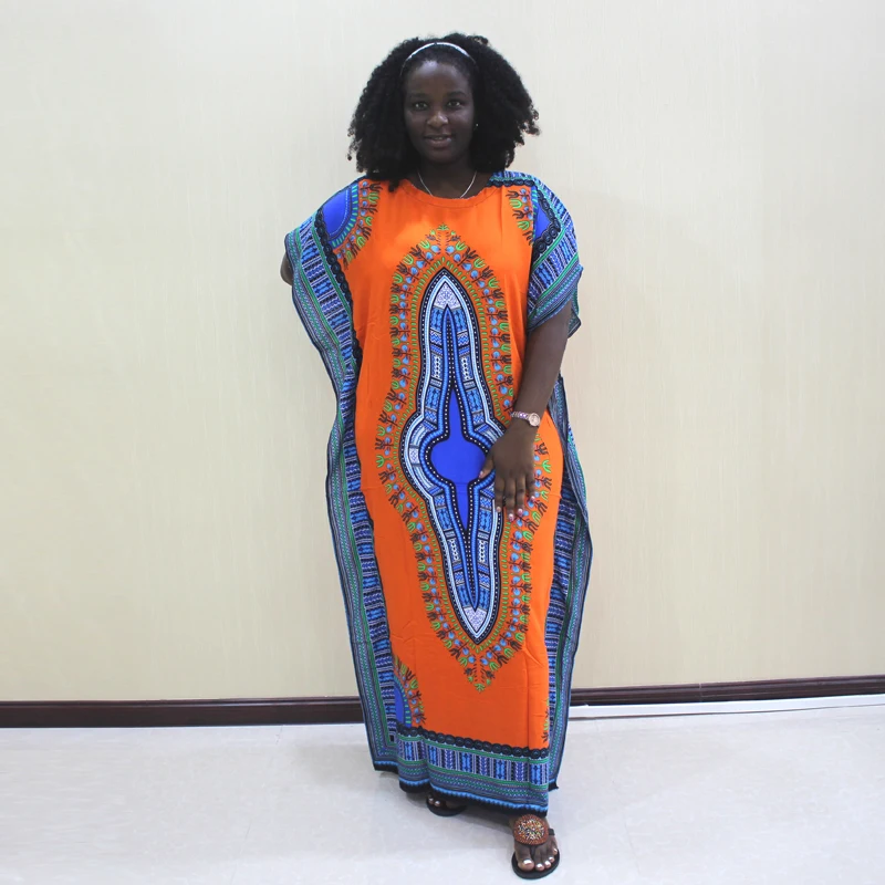 Повседневное оранжевое платье с короткими рукавами и принтом женское Свободное