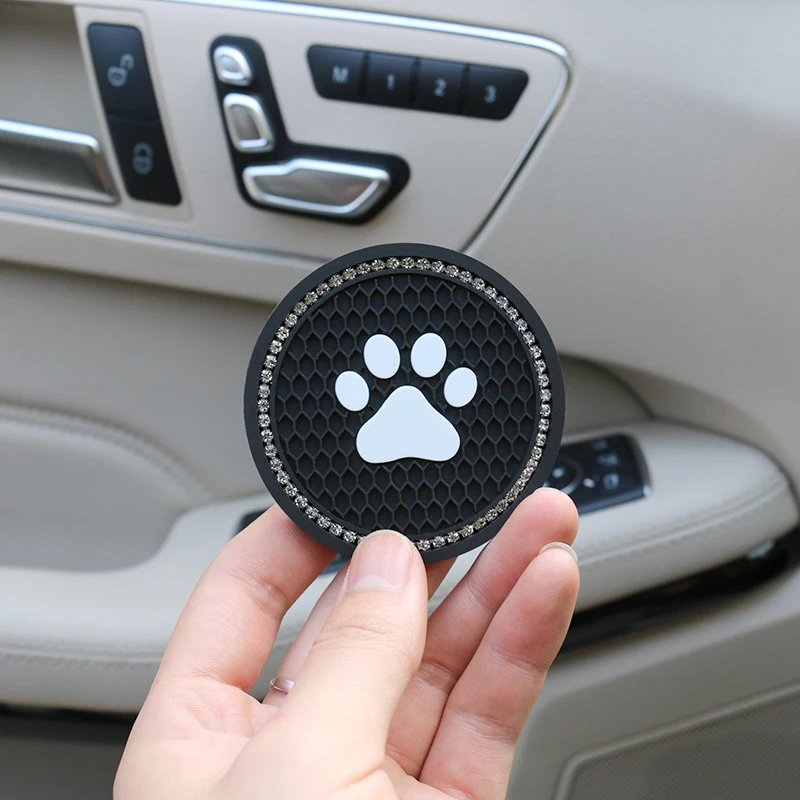 

Cute Bear Claw Car Cup Holder Diamond Car Interior Accessories Non-slip Water Holder Cup Holder Mat For Women Men And Teens