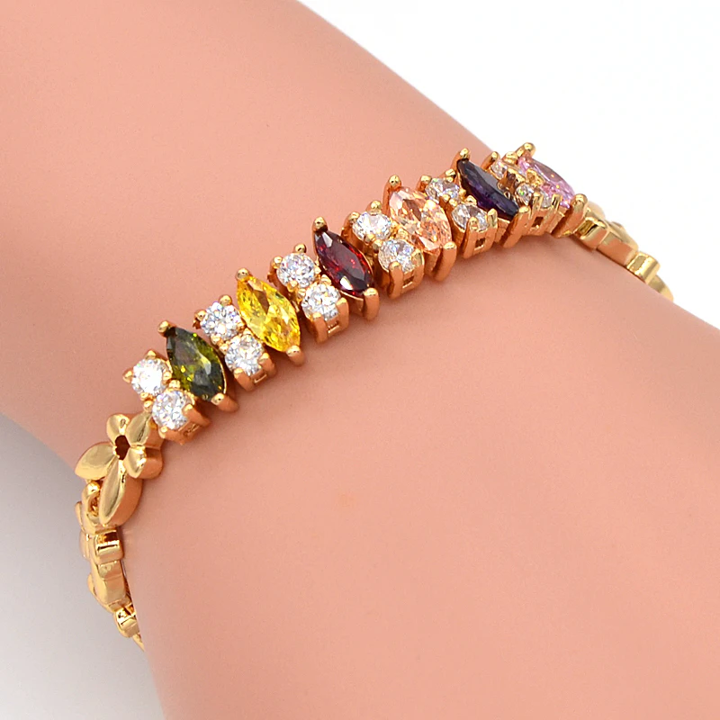 Модный женский золотой разноцветный ААА + кубический цирконий цветной яркий