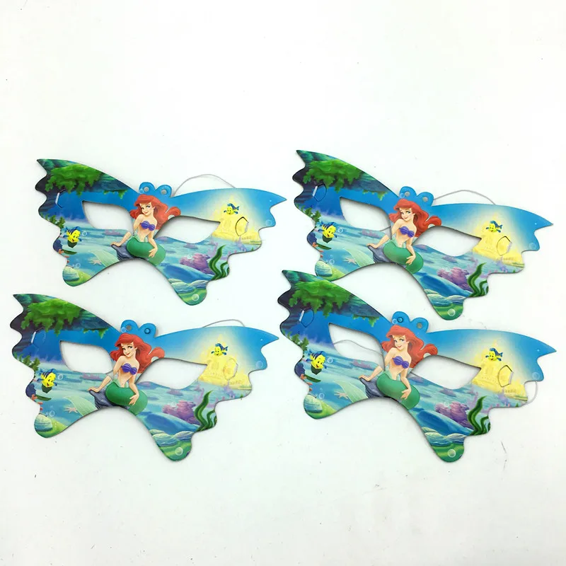 mask 6pc Вечерние украшения в виде русалки, скатерть, подстаканник, соломенная салфетка, Подарочный пакет, свечи, конфета попкорн, коробка для детей на день рождения - Цвет: mask 6pc