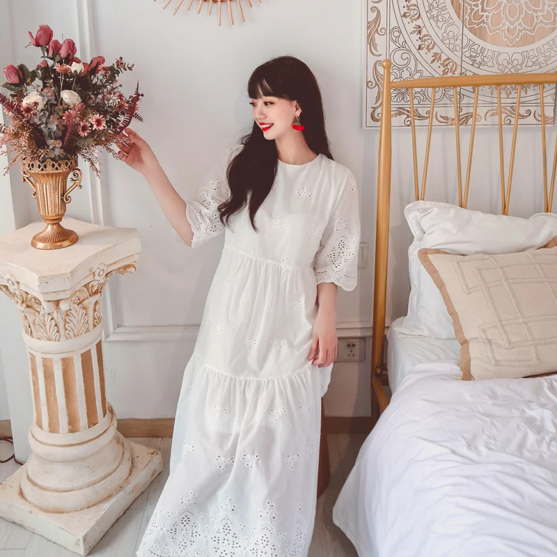 SMTHMA 2022 новое модное кружевное открытое летнее платье с вышивкой женское