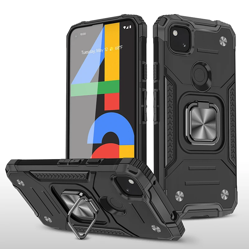 

luxurious Armor Shockproof Anti-fall Heavy protection Magnetic With Ring Bracket Phone Case For Google 5A 5 4A 5G PC Back Cover