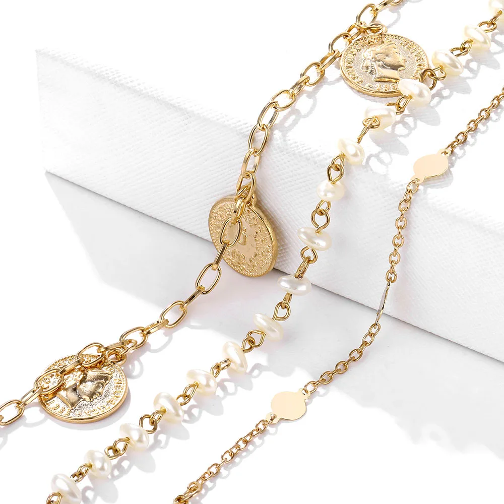 Женские богемные Многослойные браслеты с жемчужинами браслет неровной цепочкой