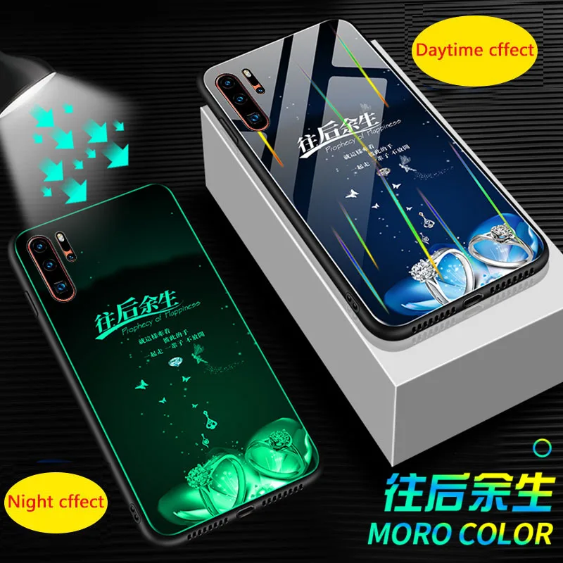 Светящийся стеклянный чехол для телефона Aurora для huawei P30 mate 20 P20 Pro, задняя крышка для Honor 20 S 9X Pro 20i 8X 8C V10 8 Lite, чехол для телефона