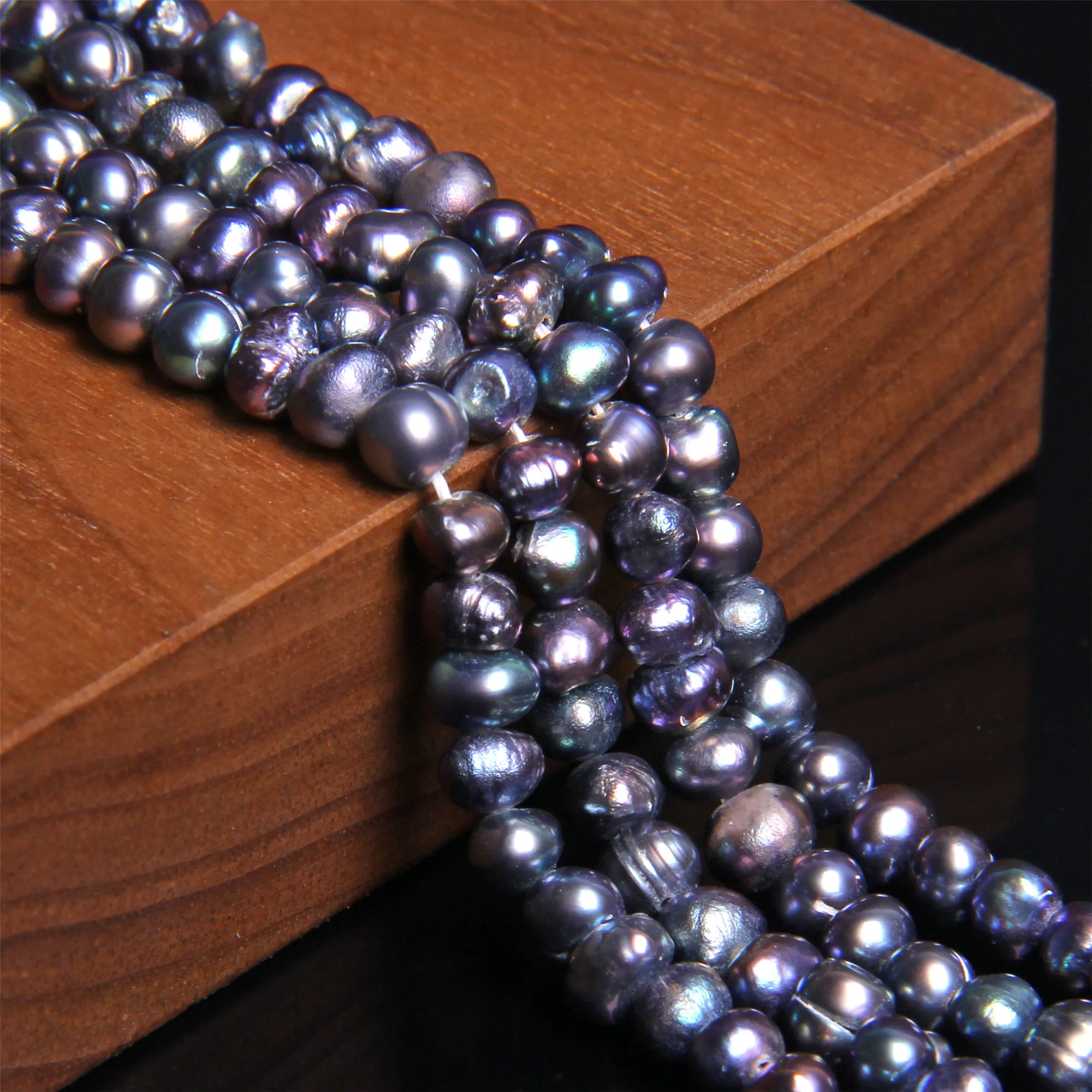 Свободная форма 4 мм натуральный пресноводный черный жемчуг в стиле барокко