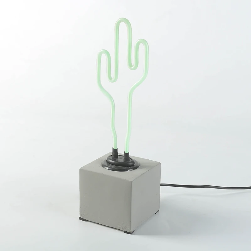 Неоновая стеклянная вывеска в виде кактуса рекламная 3D неоновая лампа