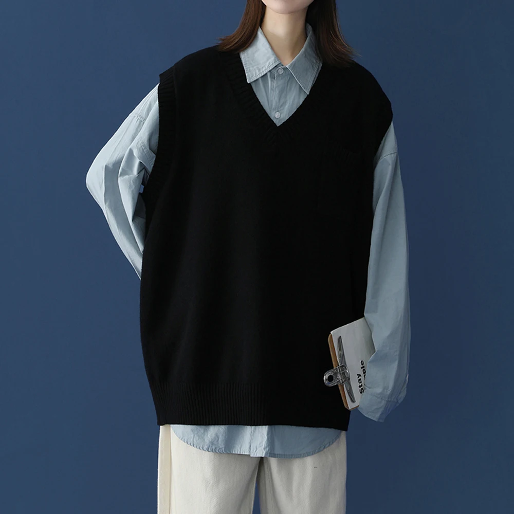 Разборчивого женская вязаная жилетка осень зима свитер без рукавов с О образным