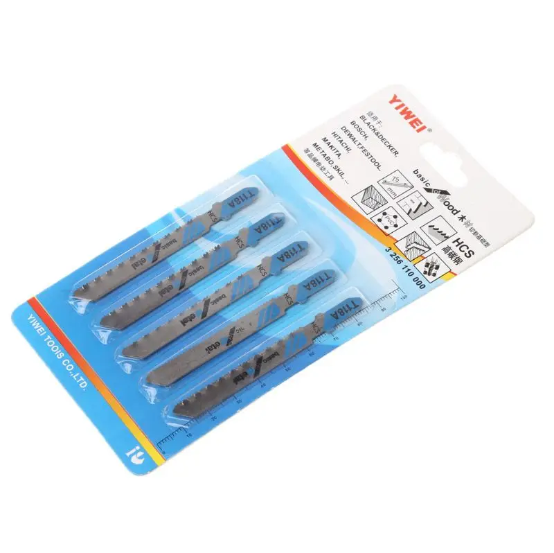 

5 Pcs HCS T118A Jig Saw Blades Wood Metal Fast Cutting Reciprocating Saw Blade