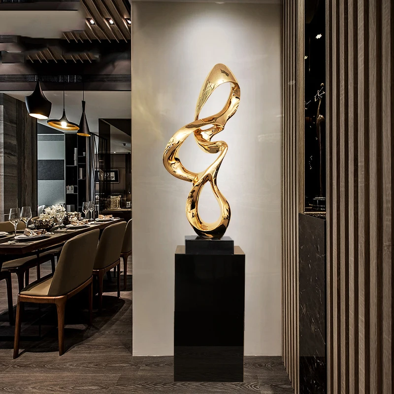 

Креативная Позолоченная серебряная абстрактная художественная статуя 46 см из смолы Неправильной Геометрии, аксессуары для украшения дома,...