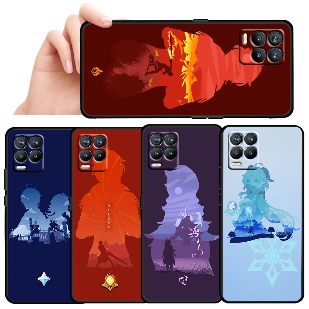 

Genshin Impact Anime For OPPO Realme Narzo 30 20 8 8i 7 6 5 3 2 Pro Global 5G Soft Silicone Black Phone Case Cover