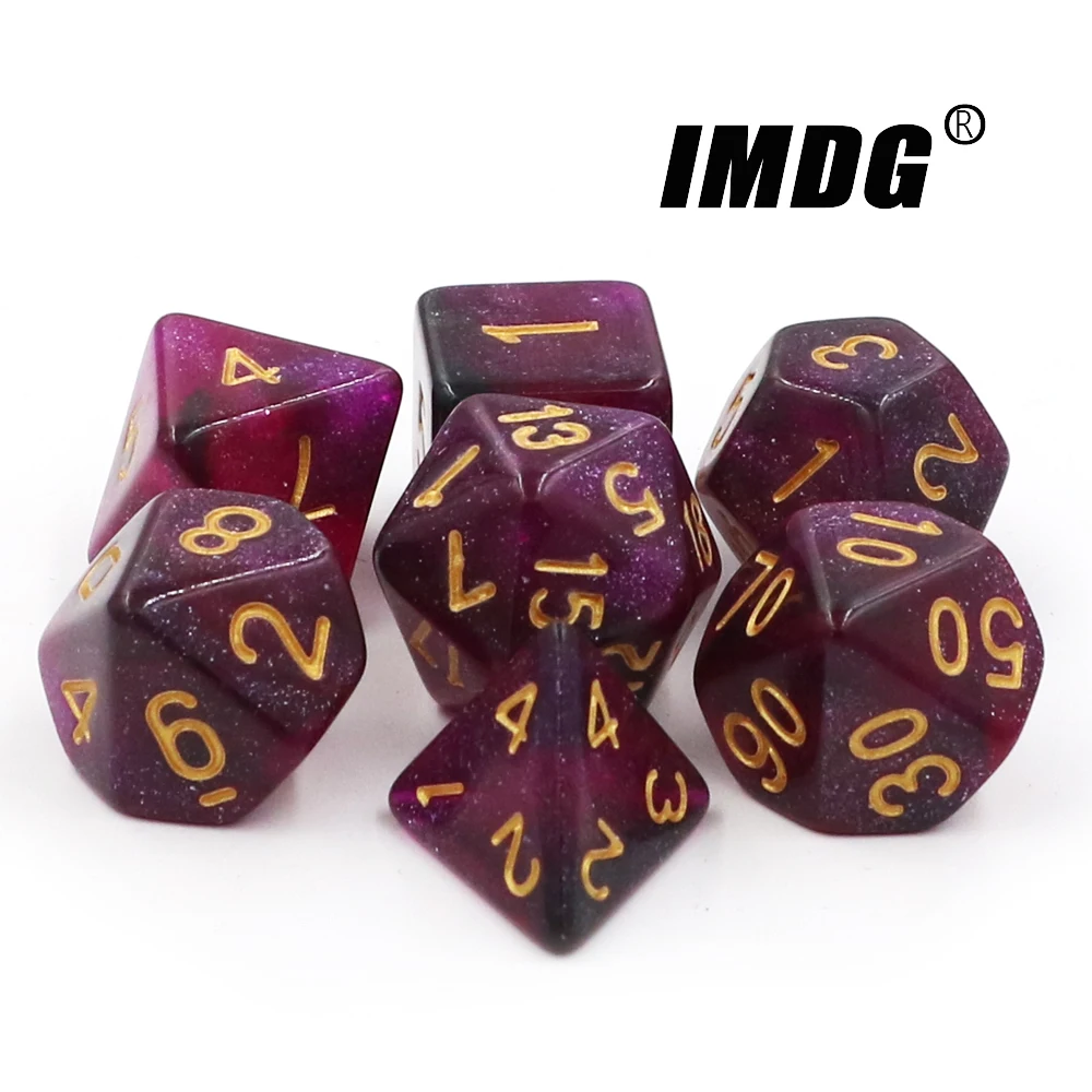 IMDG 7pcs/set Polyhedron D10 D20 RPG Game Dice Acrylic DND Universe Galaxy Digital with Bag | Спорт и развлечения