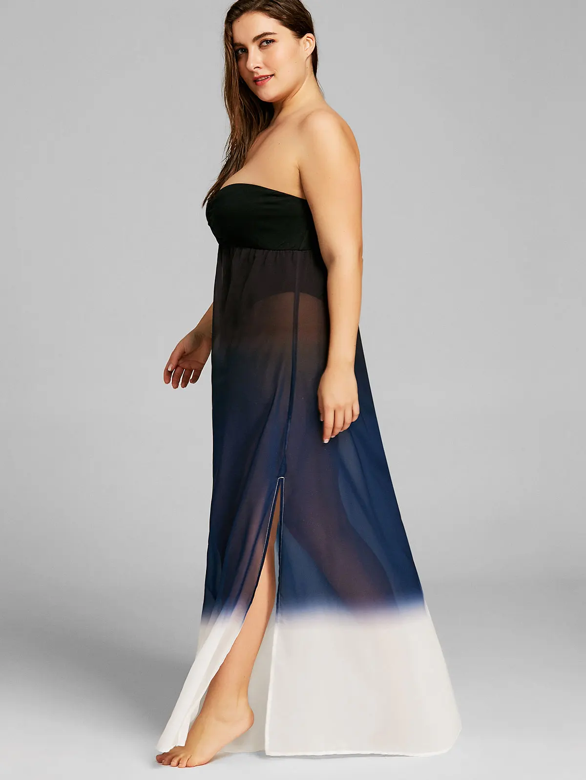 

Europe and the United States new beach swimwear smock dress strapless mantle