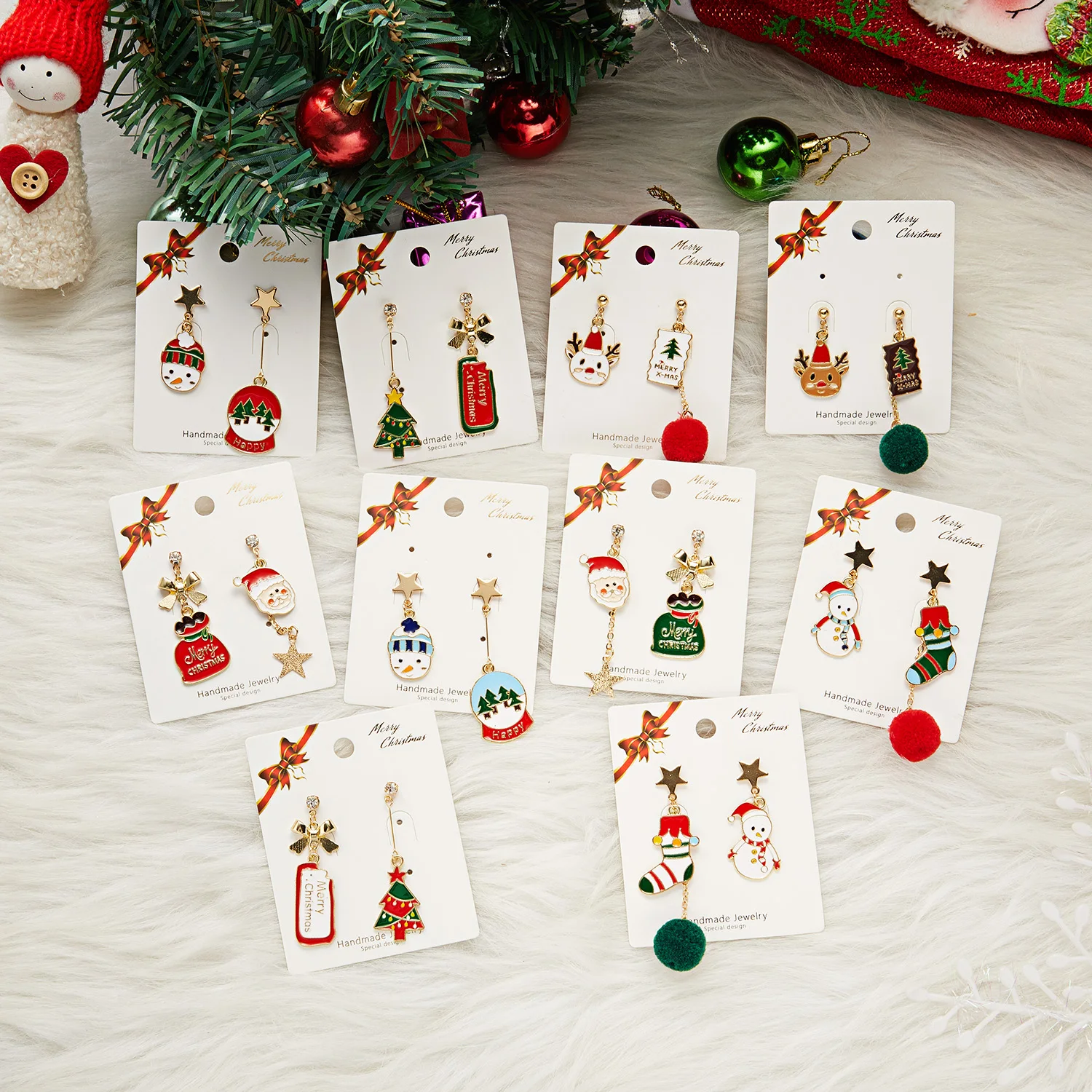 

2021 New Arrival Christmas Elk Oil Painting Drop Earring For Women Girls Fashion Christmas Ornament Jewelry Accessory Party