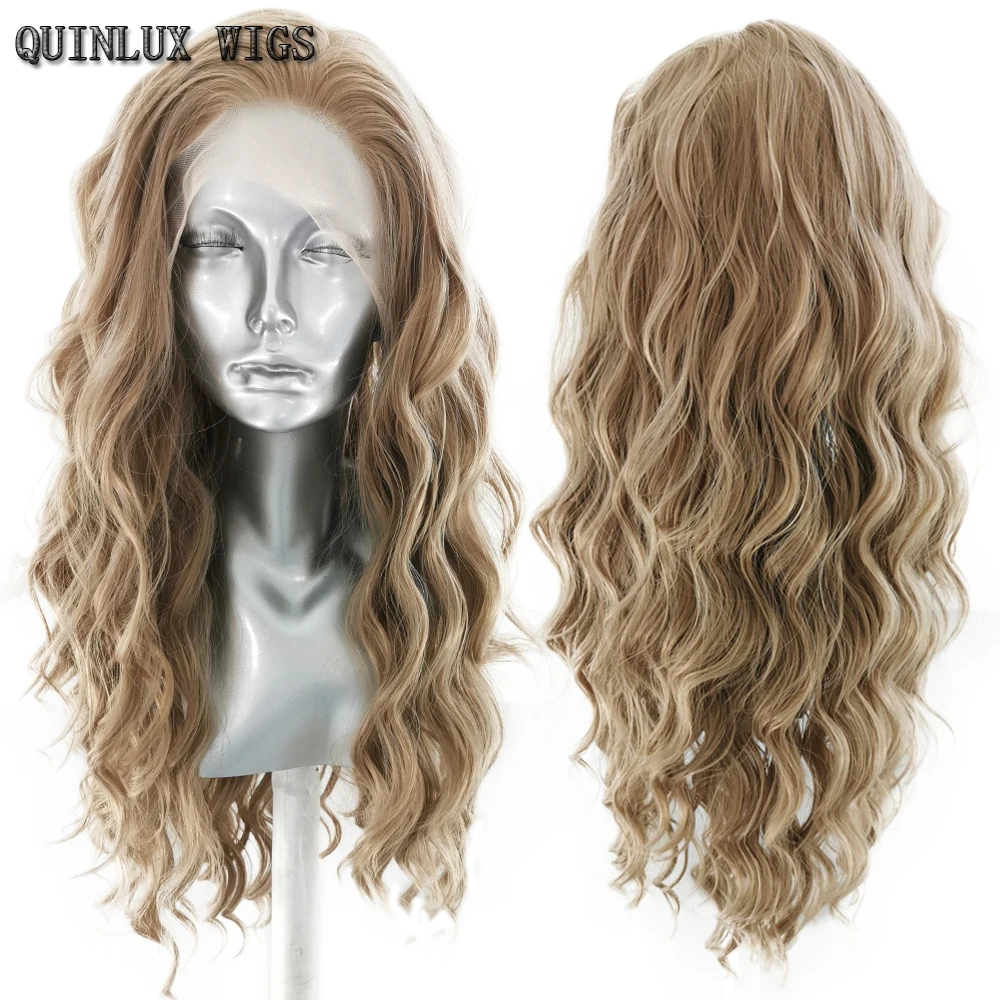 Парики QUINLUX пепельный блонд цвет волос длинный волнистый парик без клея