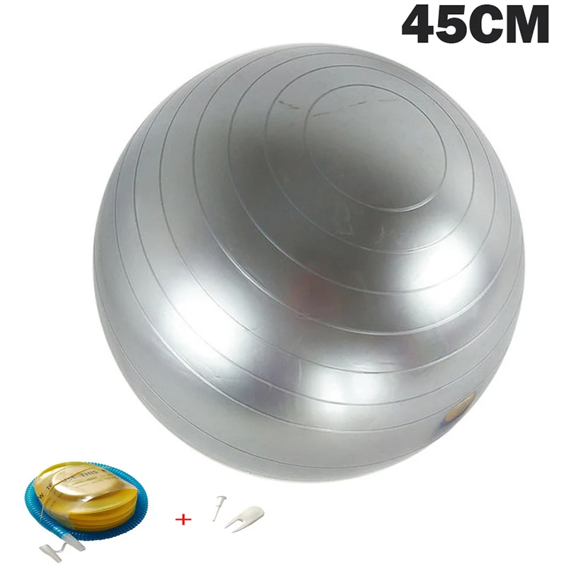 45CM Grey Мячи для йоги Пилатес фитнес спортзал массажер точки фитбол для баланса тренировки мяч 45/55/65/75/85 см с насосом - Цвет: 45CM Grey