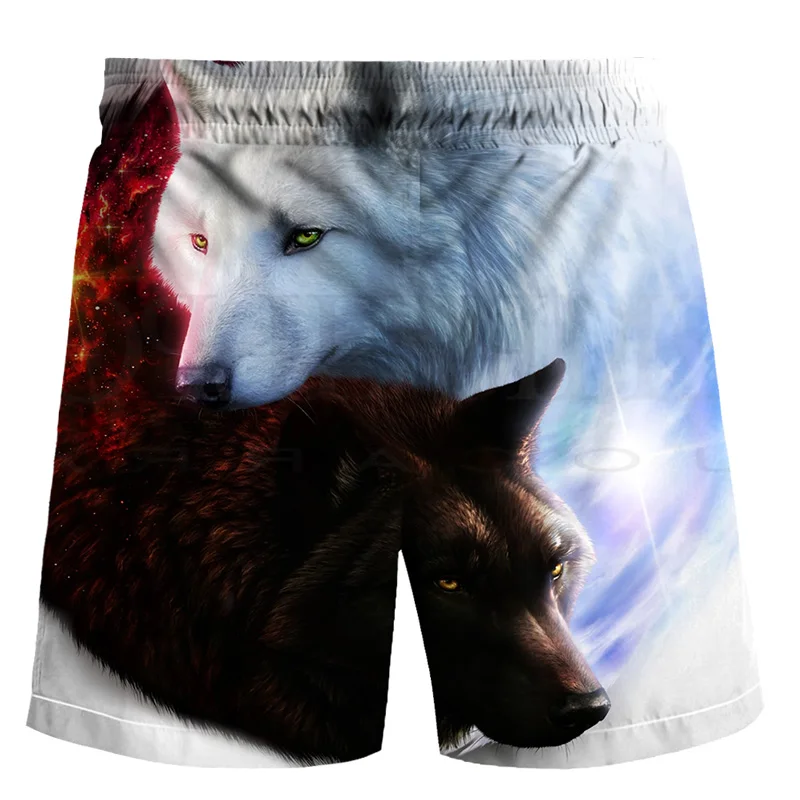 

Men's fashion beach pants men 2021 latest 6XL wolf 3D printing animal cool funny T-shirt men's short-sleeved summer