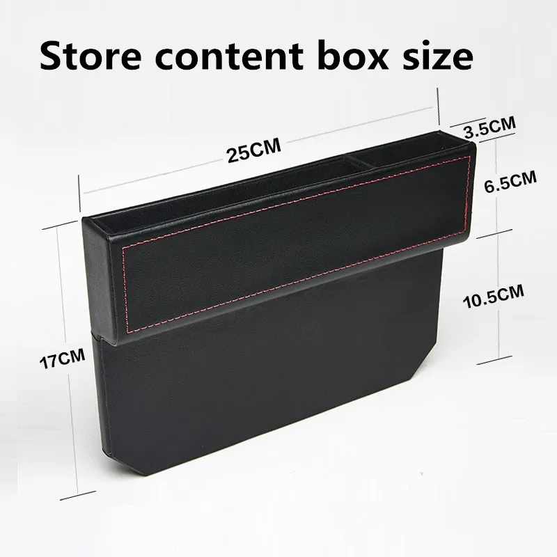 

Leather Car Seat Crevice Storage Box Multi-purpose Auto Gap Organizers Carrying Pocket Car Seat Gap Store Content Box Black