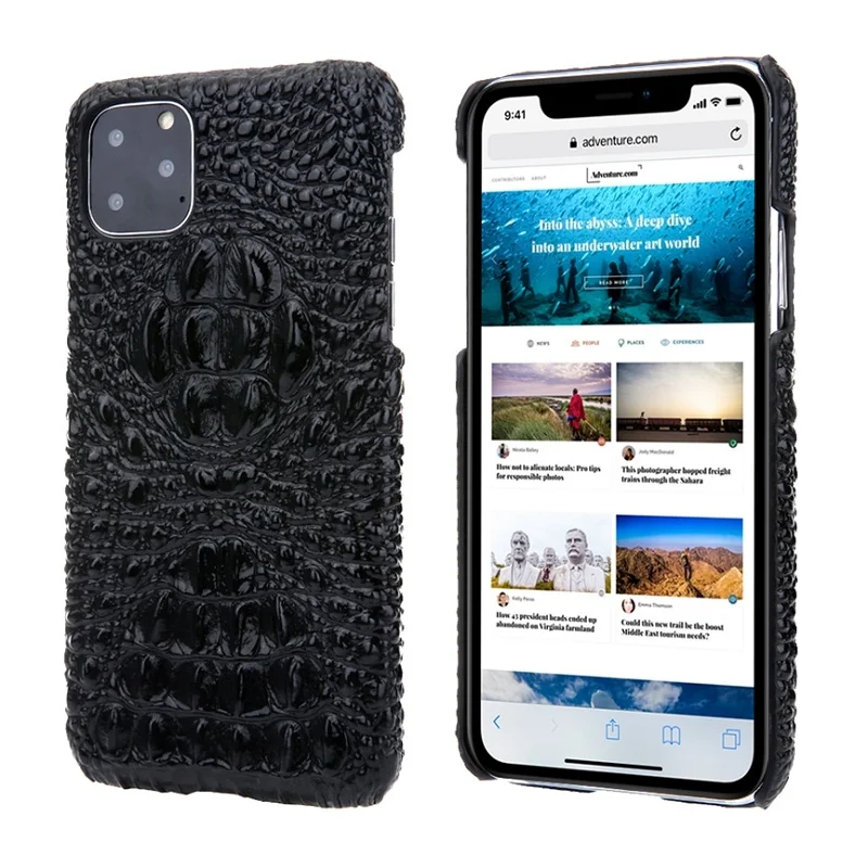 Жесткий чехол из натуральной кожи 3D crocod для iPhone 11 Pro Max 11Pro чехлы телефонов