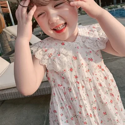 Платье Детская одежда Новинка 2020 года Летнее платье Платья для девочек Кружевное