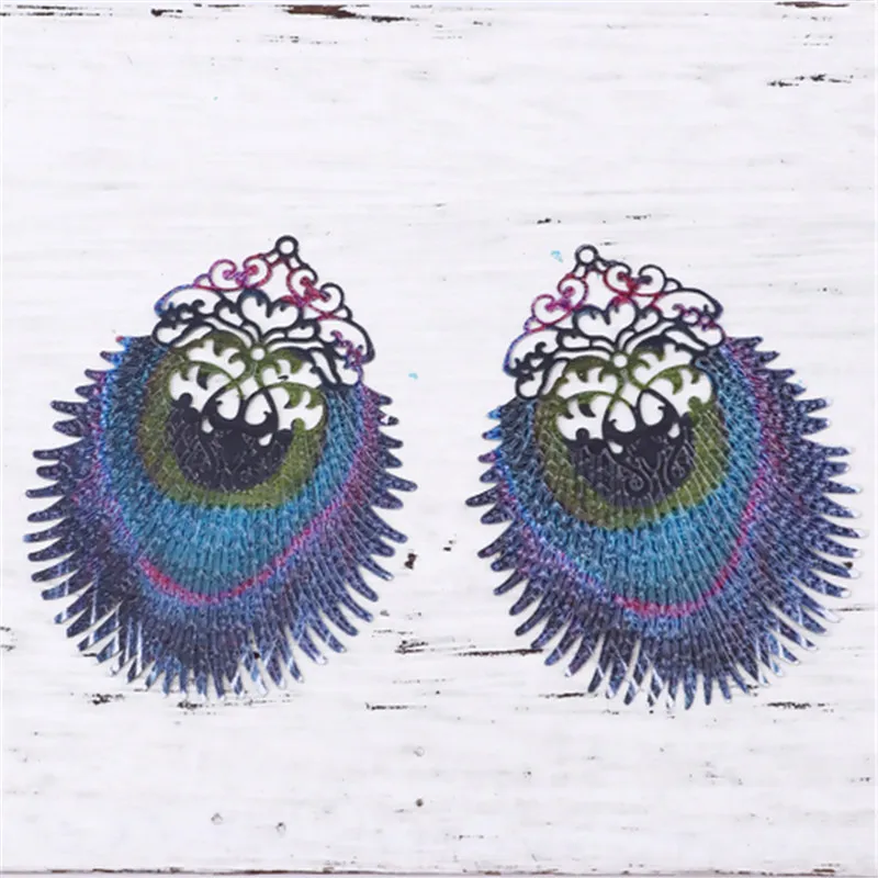 DoreenBeads 5 шт. сплав на железной основе Подвески перо павлина многоцветное