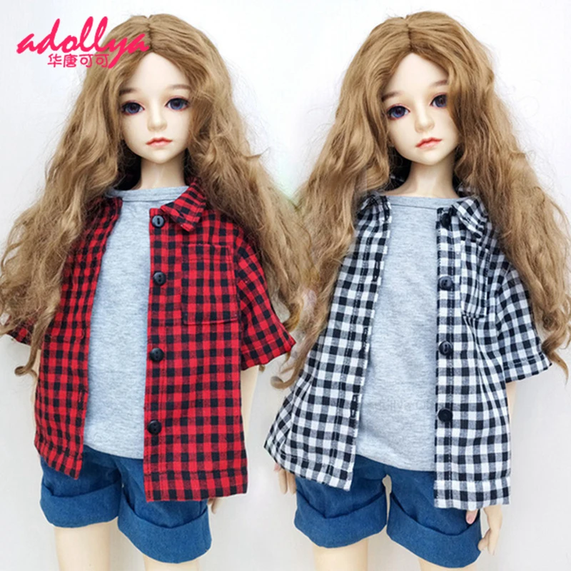Аксессуары для кукол Adollya BJD клетчатая рубашка Одежда куклы черная белая красная