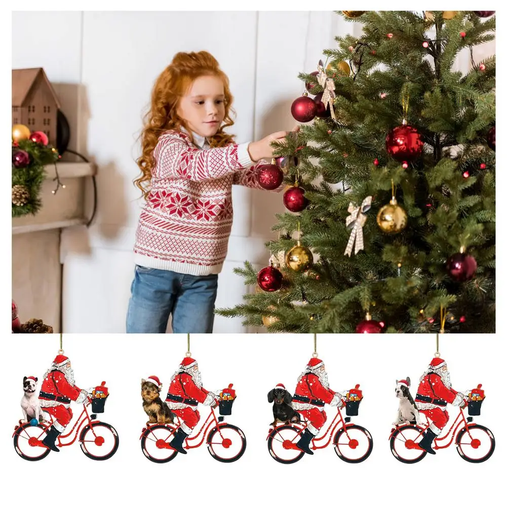 

Акриловые подвески на рождественскую елку, украшения, креативные Подвески в виде Санта-Клауса с щенком, рождественские украшения для дома