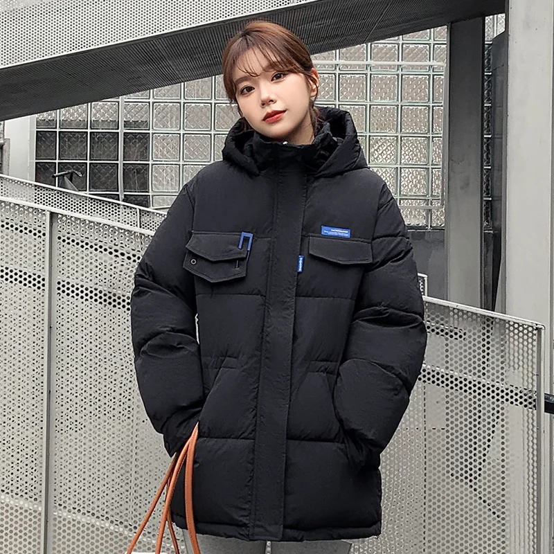 2022 Women Winter Autumn Jacket Cotton Padded Hooded Oversized Loose Female Thick Coat Short Solid Casual Women's Parkas Korean