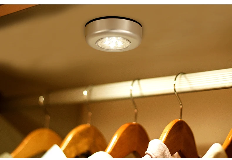 Wasourlf Touchable Small LED Light White Yellow Warm Colour AAA Battery for Cabinet Desk Car Closet