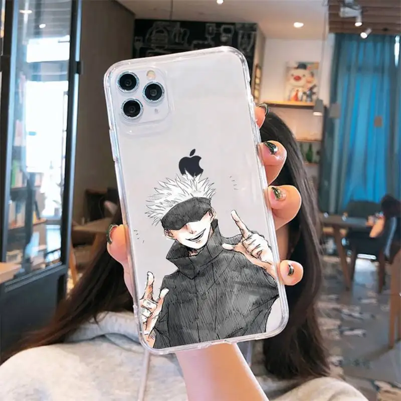 

Jujutsu Kaisen Phone Case Transparent for iPhone 6 7 8 11 12 s mini pro X XS XR MAX Plus cover funda shell