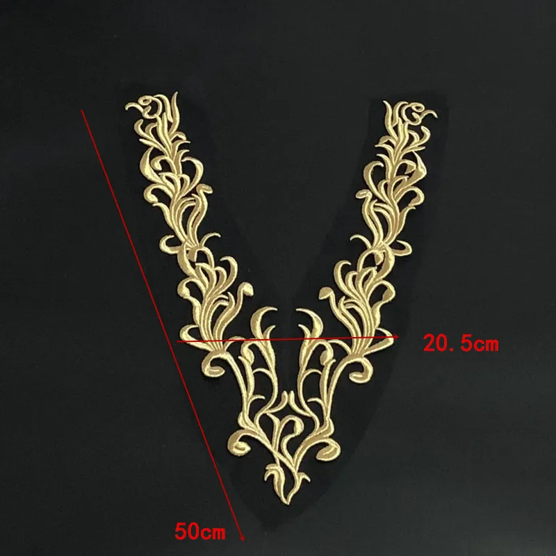 

1Pcs Gold Ribbon Black Mesh Embroidery Patch Flower Applique Fabrics Sewing Dress Clothes Collar Lace Patches Decoration Diy
