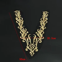1pcs gold ribbon black mesh embroidery patch flower applique fabrics sewing dress clothes collar lace patches decoration diy