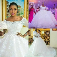 new arrival ball gown africa wedding dresses scoop neck half sleeve appliques custom made bride gowns 2021
