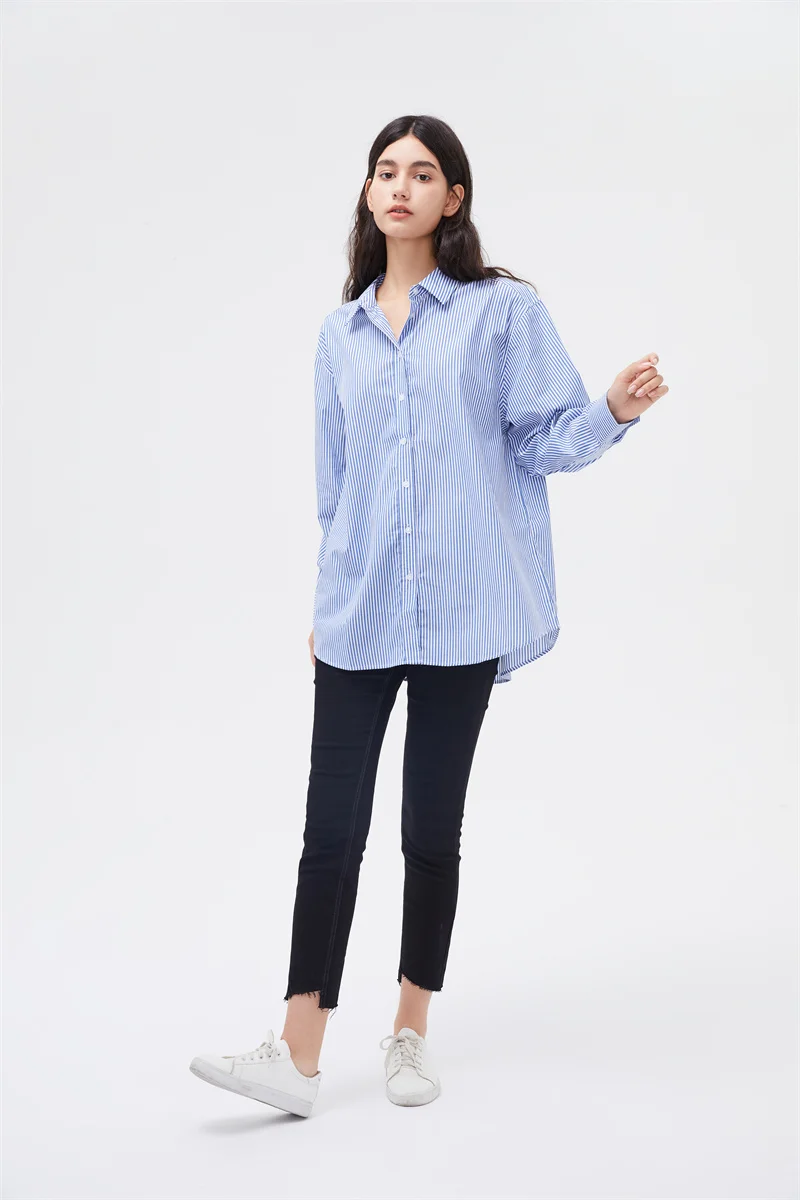 Женская свободная рубашка на пуговицах повседневная Рабочая блузка большого