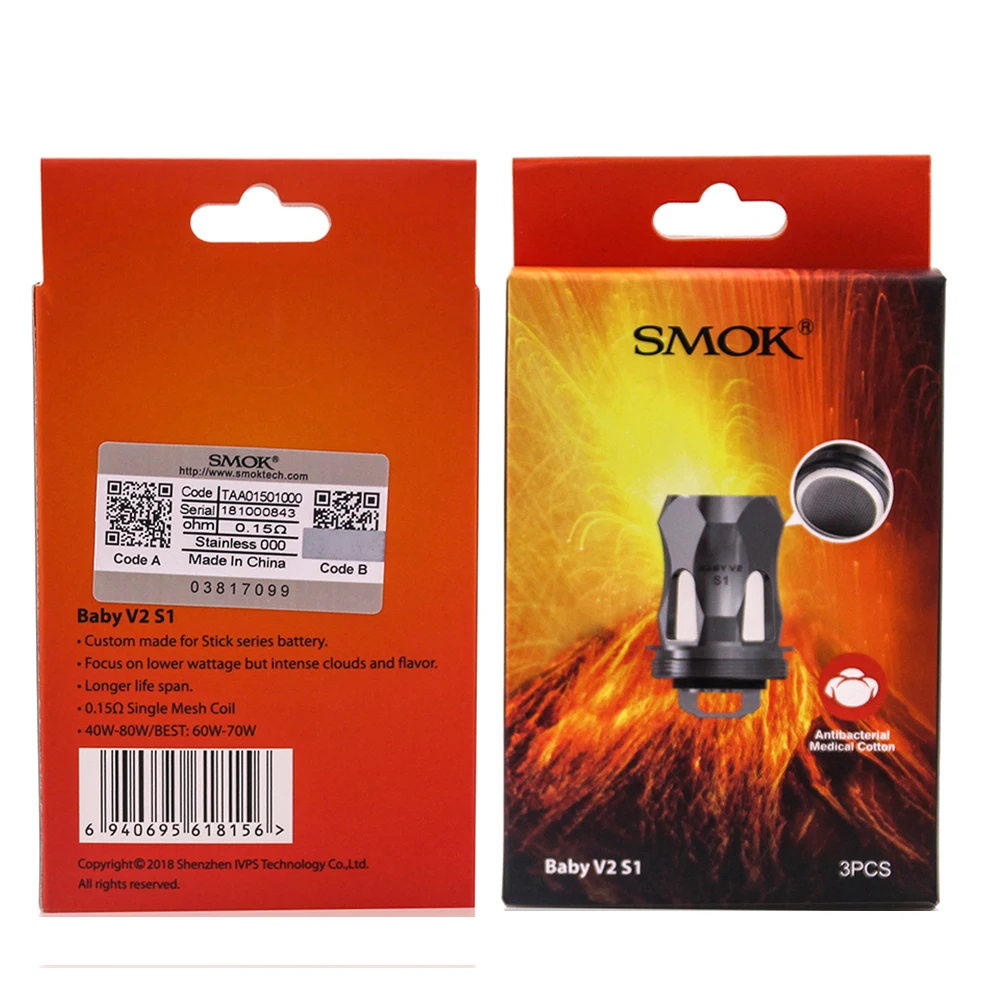 Оригинальный электронных сигарет SMOK TFV8 Детские V2 S1 S2 A1 A2 головка катушки