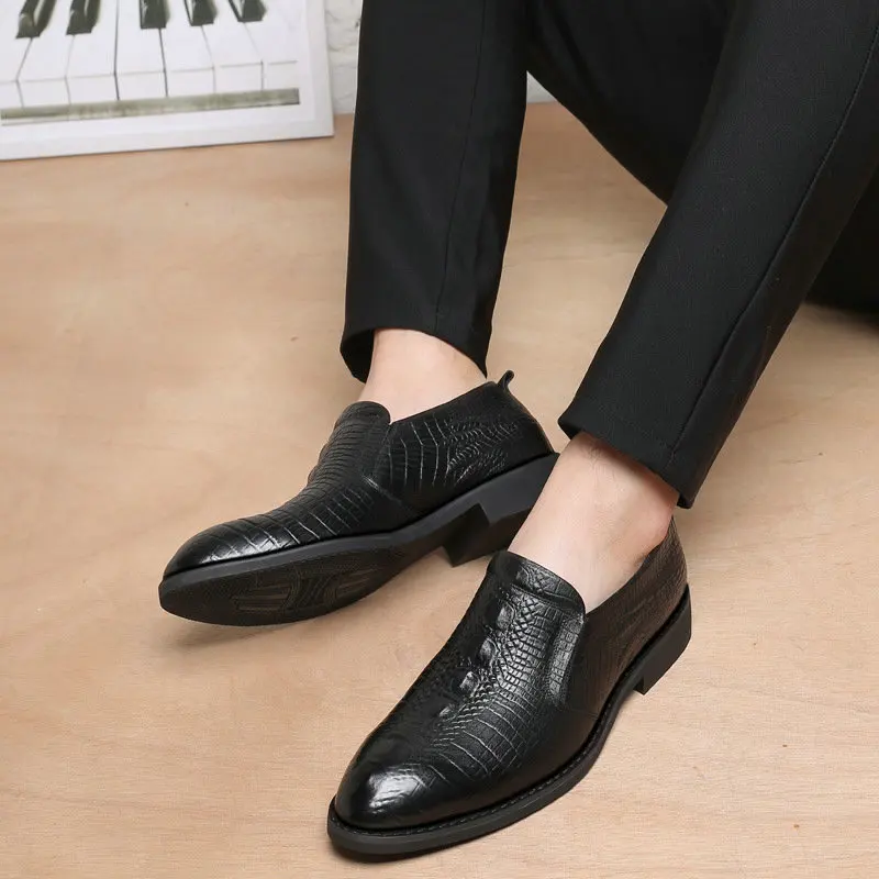 2020 Men Formal Business Brogue Shoes Luxury Men's Crocodile Dress Male Casual Genuine Leather Wedding Party Loafers | Обувь