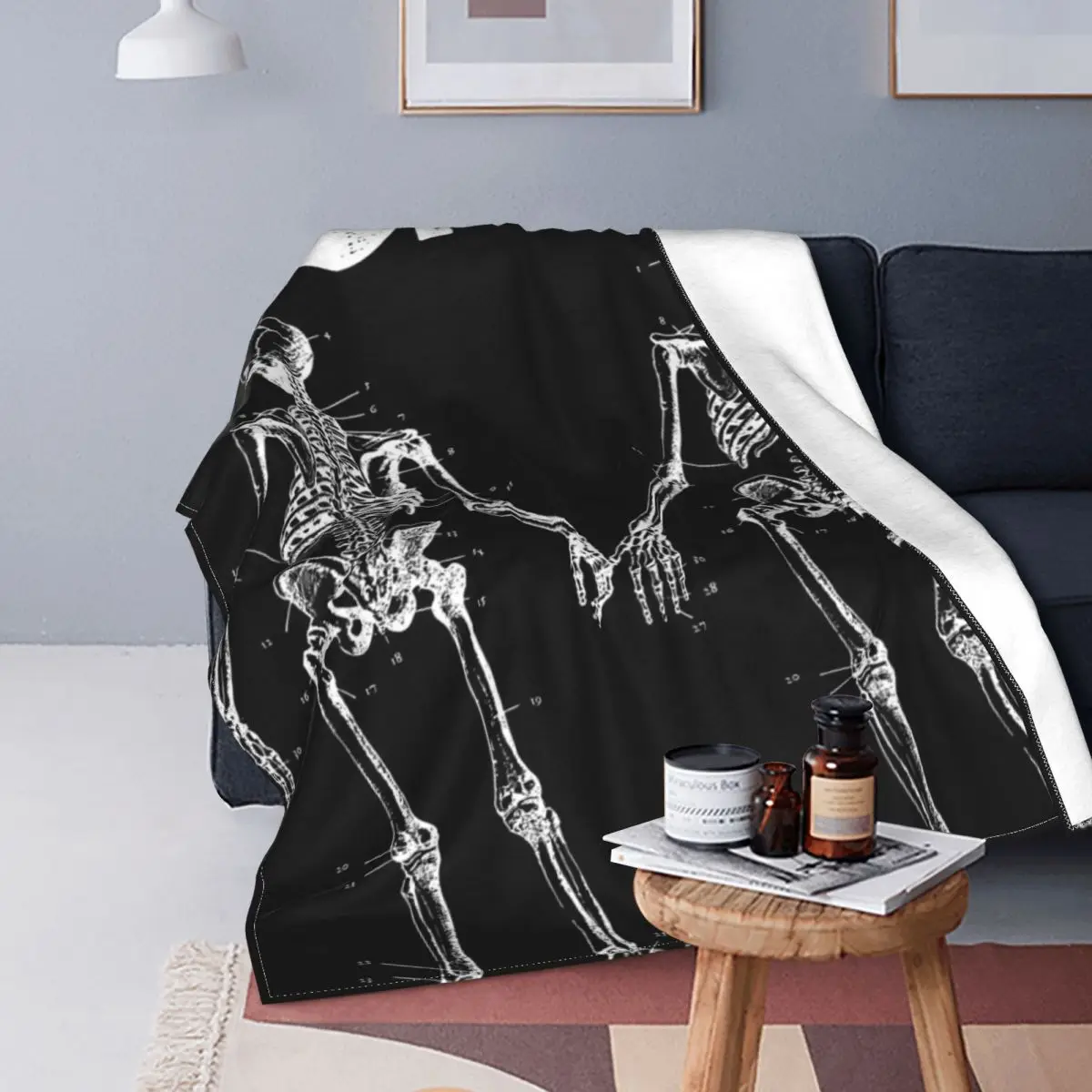 

Manta de Halloween con estampado de calavera y huesos, colcha de cuadros para cama, toalla, manta Kawaii, 1 manta