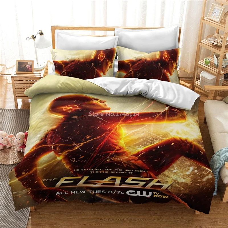 

Fashion 3D Bedding Set The Flash Printed Duvet Cover Set with Pillowcases Twin Full Queen King Super King Size 140x210cm