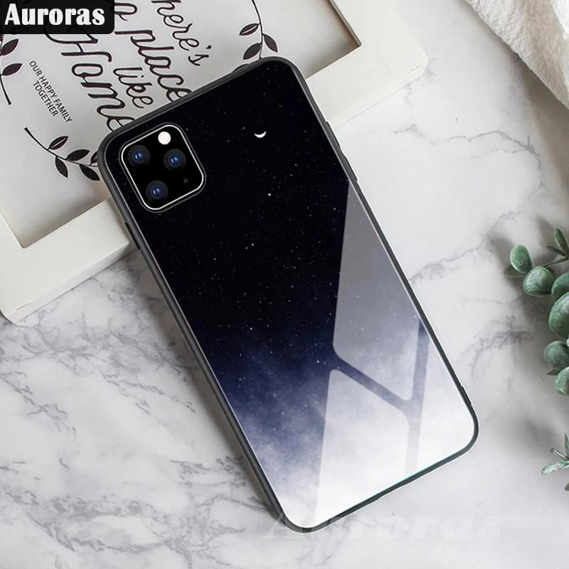 Auroras для iPhone 11 Pro Чехол из закаленного стекла с принтом перьев для Apple iPhone 11 11 Pro Max чехол s