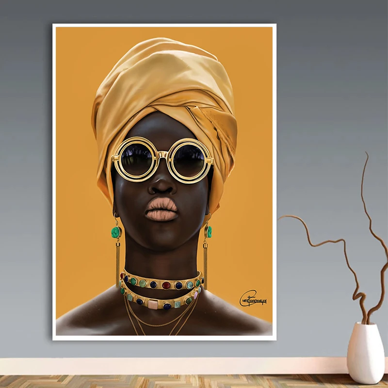 

Modern Black Girl Jewelry Canvas Print Painting Africa Art Women Wall Art Posters for Living Room and Prints Wall Pictures Decor