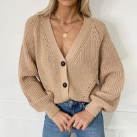 2021 women top warm knitted cardigans sweater fashion autumn long sleeve loose coat casual button thick v neck solid female