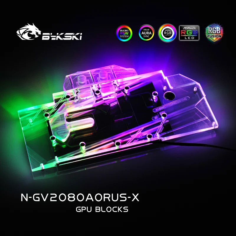 Водяной блок Bykski для GIGABYTE AORUS RTX2080 Xtreme 8G / N2080AORUS /2070 полное покрытие медная лампа/RGB