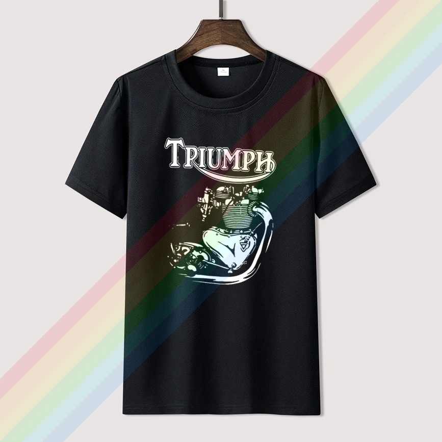 Футболка Triumph в байкерском стиле для мужчин и женщин хлопковая тенниска черного