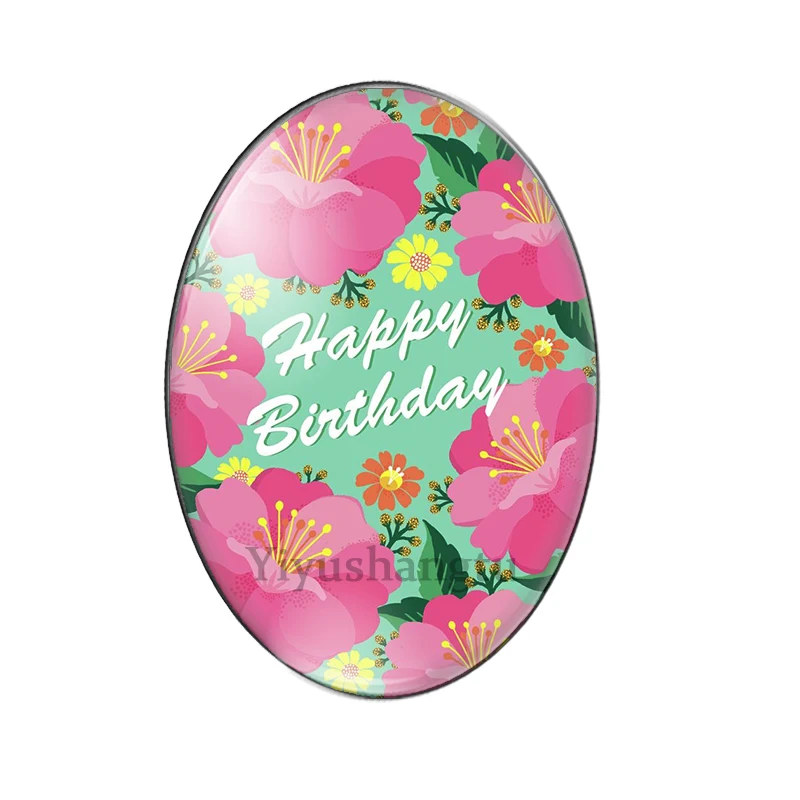 Happy birthday to you best wishes 10pcs mixed 13x18mm/18x25mm/30x40mm Oval photo glass cabochon demo flat back Making findings | Украшения