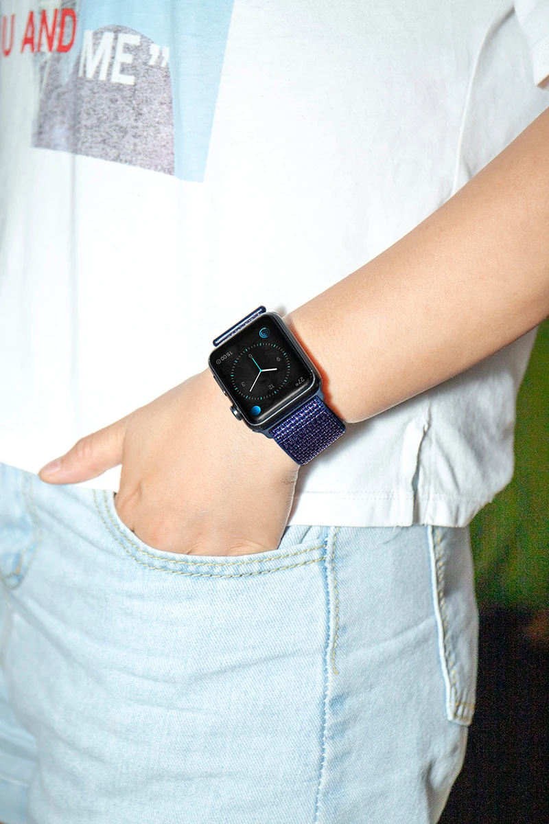 Новая высококачественная нейлоновая Спортивная петля для Apple Watch band Series 4 3 2 1 мягкий дышащий тканый ремешок 44 мм iwatch 42 мм 38