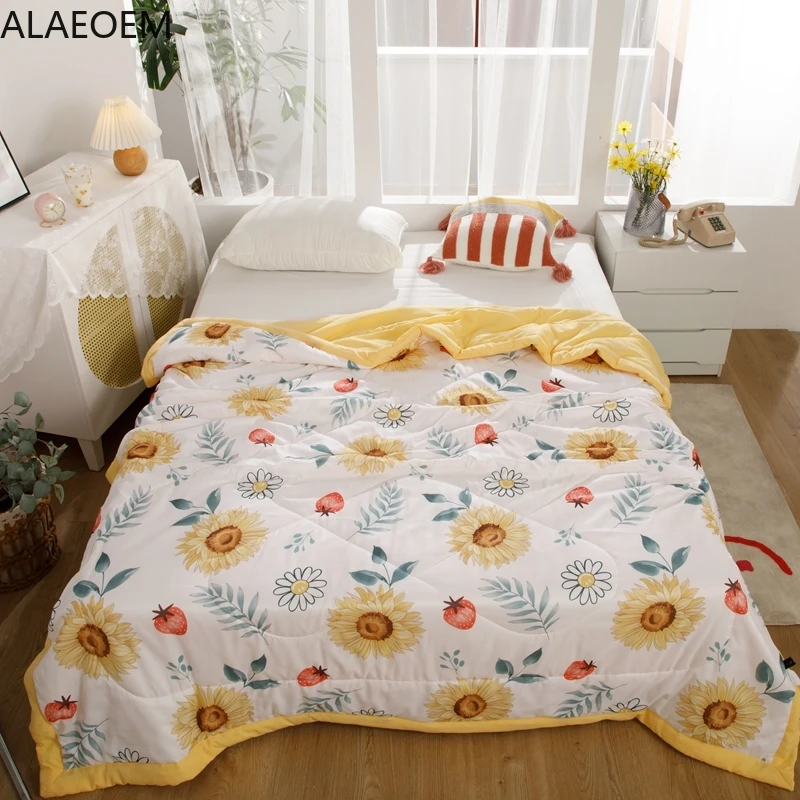 

Air Conditioning Quilt Cotton fabic Summer Quilt Thin Soft Comfortable Skin-closed Adult Children Single Double Machine Washable