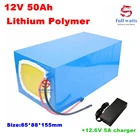 Литиевая батарея 12 В, 50 Ач, полимерная, 11,1 В + дисплей заряженного объема 5 А, зарядное устройство для грыжечной лампы 480 Вт, инвертор под присмотром двери