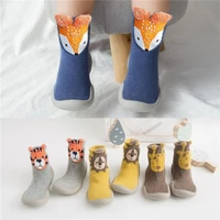 cute baby toddler shoes cartoon animals fox tiger print non slip indoor shoes soft bottom floor shoes animal style kids socks